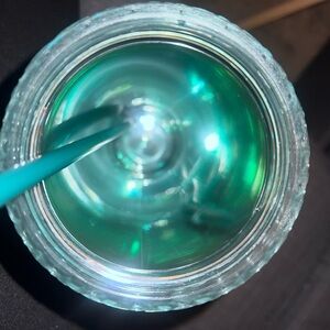 Teal Glass Tumbler with Straw